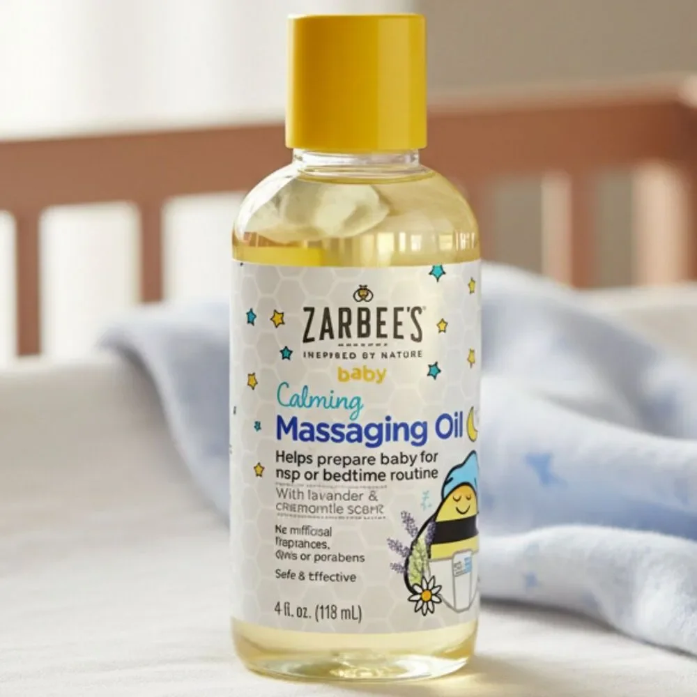 Zarbee's Baby Calming Massage Oil, Lavender & Chamomile, 4 fl oz